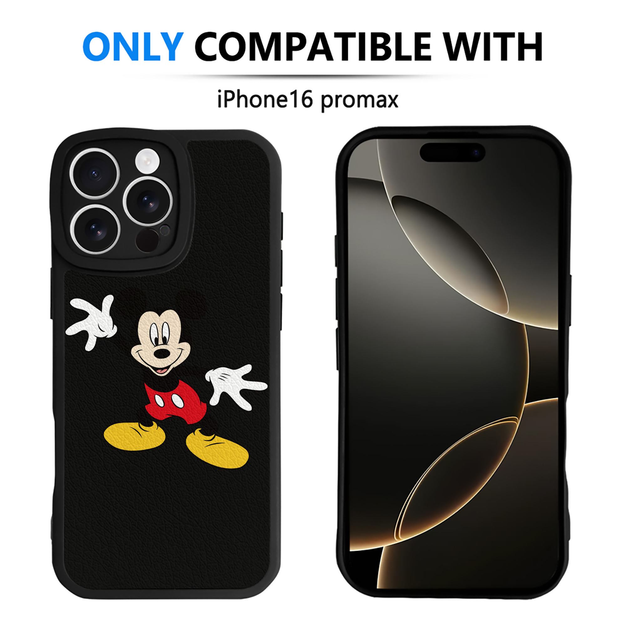 （画像用） ミッキーマウス Mickey Mouse 【iPhone 16シリーズ対応】シリコンスマホケース（レザー調） 材質：シリコン